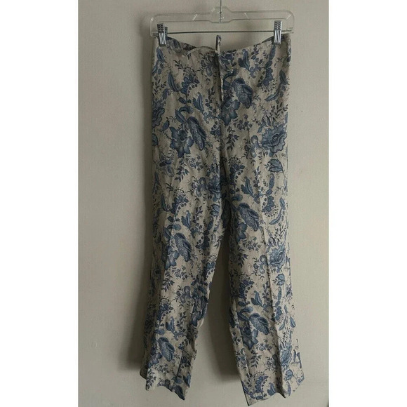 Charter Club Linen Pants Women’s 10 Blue Floral - Picture 1 of 8